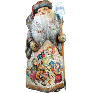 Joy of Christmas Santa-with girl, Hand-Painted WOODCARVED Figurine L291251 by G. DeBrekht - SPECIAL ORDER *** PRE-ORDER - Handmade Just for You! ***