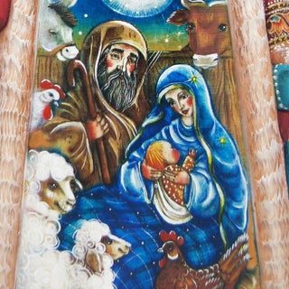 Nativity Santa in Crate Hand-Painted WOODCARVED Masterpiece by G. DeBrekht - Nativity Holiday Decor - 210220SE