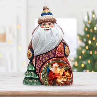 House Warming Santa Hand-Painted WOODCARVED Masterpiece Figurine by G. DeBrekht - Christmas Decor - 8206017-DG