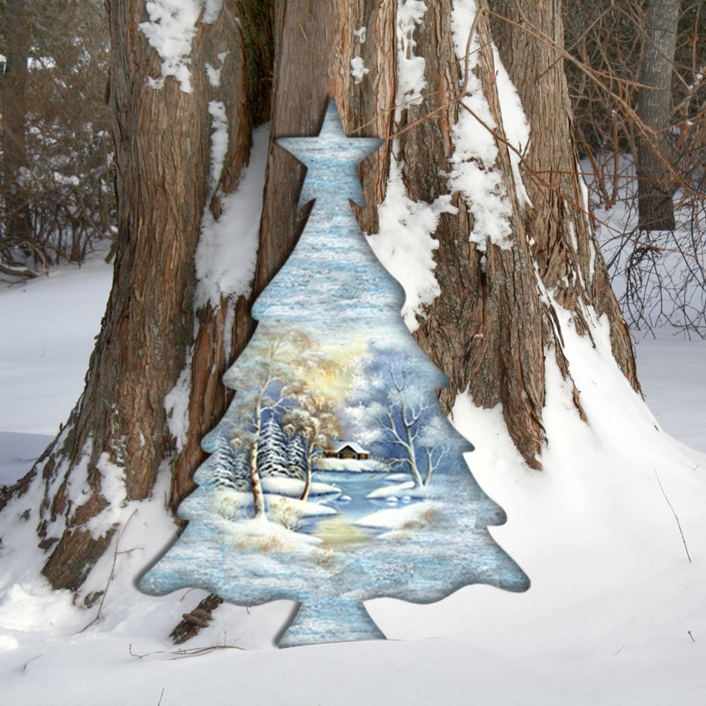 Winter Tree Wildlife Door Decor - G. DeBrekht - Wildlife Holiday Decor - 8198812H