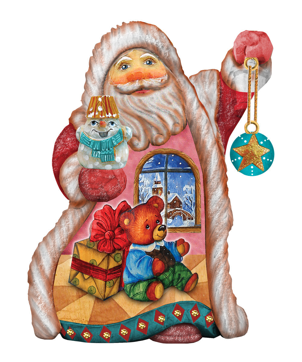 Teddy Santa Sculpted Hand-Painted Christmas Figurine by G. DeBrekht - Christmas Santa Snowman Decor - 661531