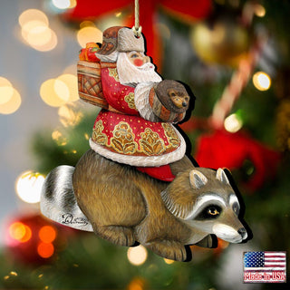 Racoon Santa Wooden Ornaments by G. DeBrekht - Christmas Santa Snowman Decor - 8121636