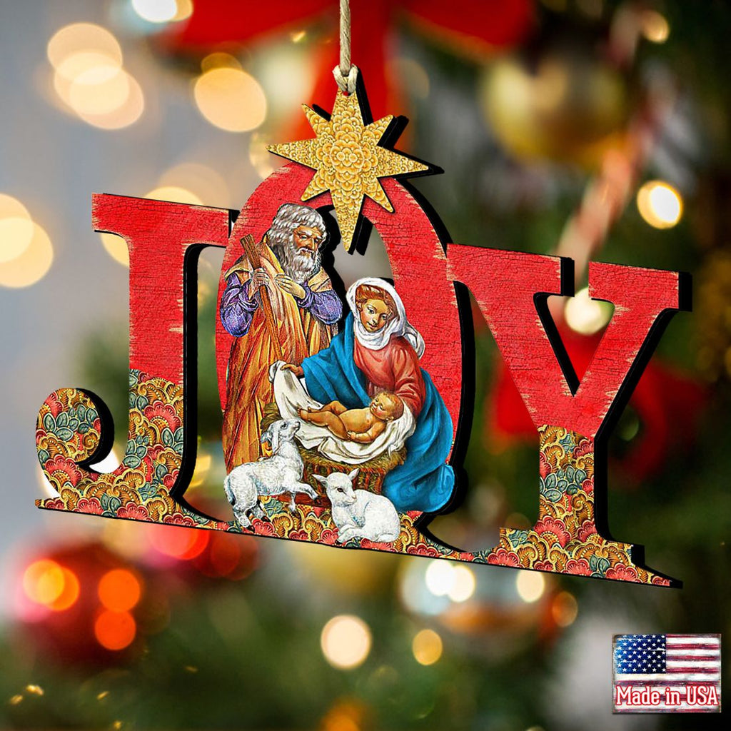 Regal Joy Nativity Wooden Ornaments by G. DeBrekht - Nativity Holiday Decor - 8121456