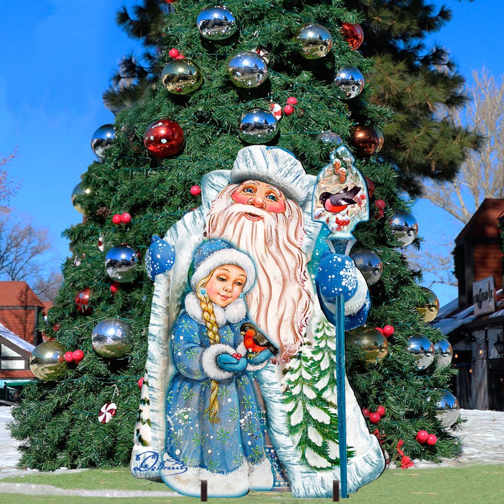Santa with Girl Christmas Outdoor Decor by G. DeBrekht - Christmas Santa Snowman Decor - 8111410F