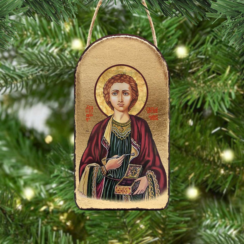 Saint Panteleimon Religious Orthodox Sacred Icon Ornament - Inspirational Icon Decor - 87023