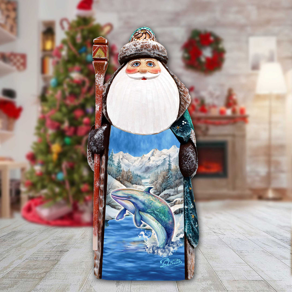 Whale's Melody Santa Hand-Painted WOODCARVED Masterpiece Figurine by G. DeBrekht - Christmas Decor - 8201019