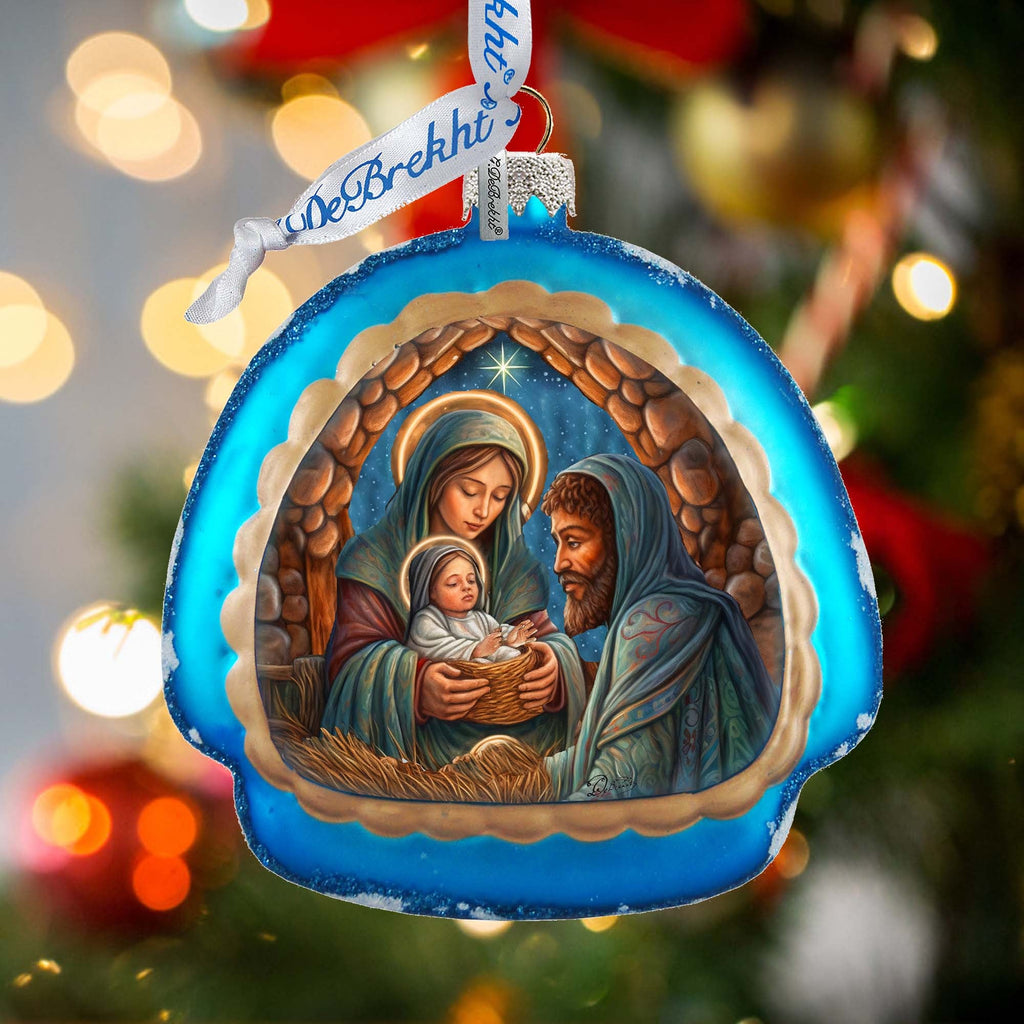 Holy Family Rainbow Glass Ornament by G. Debrekht - Nativity Holiday Decor - 756-017