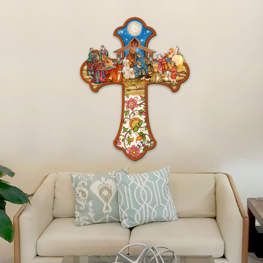 Nativity Cross Outdoor Decor by G. DeBrekht - Nativity Holiday Decor - 8191164F