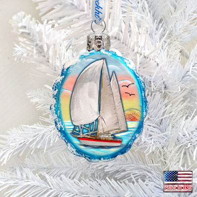 Flower Sailboat Mercury Glass Ornament by G. DeBrekht - Wildlife Holiday Decor - 777371