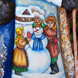 Santa Childhood Friends Hand-Painted WOODCARVED Masterpiece by G. DeBrekht - Christmas Santa Snowman Decor - 8215945