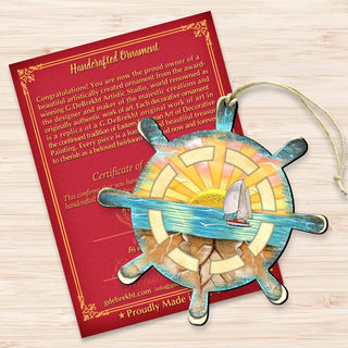 Captain Wheel Wooden Ornaments by G. DeBrekht - Coastal Holiday Decor - 8198536