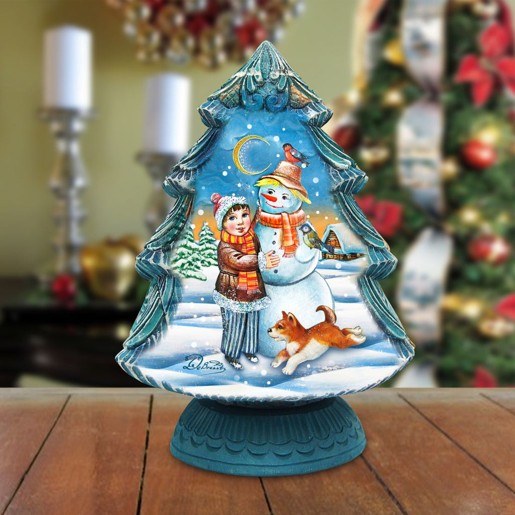 Snowman Secret Surprise Santa Box Handcrafted Christmas Figurine - G. DeBrekht - Christmas Santa Snowman Decor - 517913