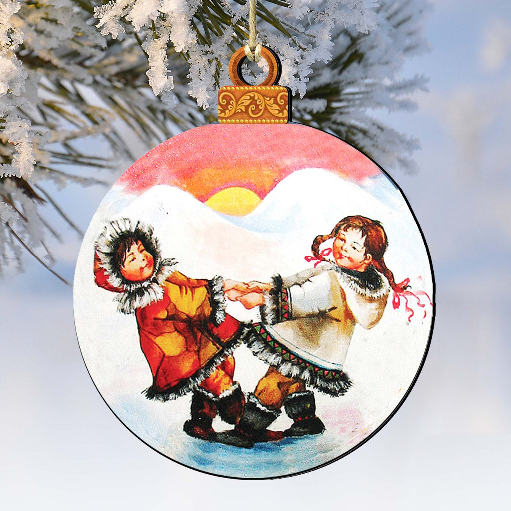 Arctic Friendship Wooden Ornaments by G. DeBrekht - Christmas Santa Snowman Decor - 8117420