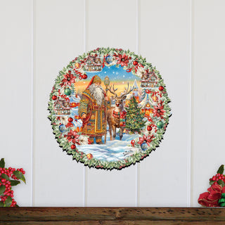 Santa's Magical Cottage Holiday Door Decor by G. Debrekht - Christmas Santa Snowman Decor - 8611066H