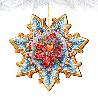 Snow Maiden Snowflake Large Wooden Ornaments by G. Debrekht - Christmas Decor - 8688401M