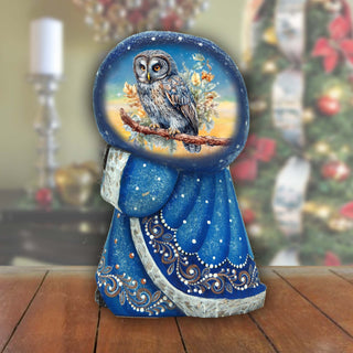 Wise Owl Santa with Bag Hand-Painted WOODCARVED Masterpiece by G. DeBrekht - Christmas Decor - 8215563