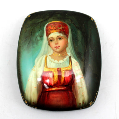 Handpainted One-of-a-Kind Papier Mache Lacquered Miniature Box 2.5 x 3 x 1