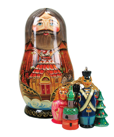 A collection of colorful dolls and a large doll with a detailed face, arranged together.