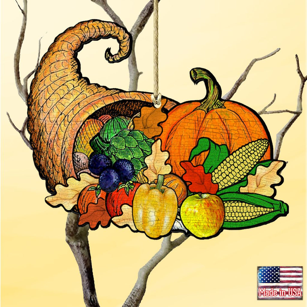 Give A Thanks Wooden Ornaments by G. DeBrekht - Thanksgiving Halloween Decor - 8158905