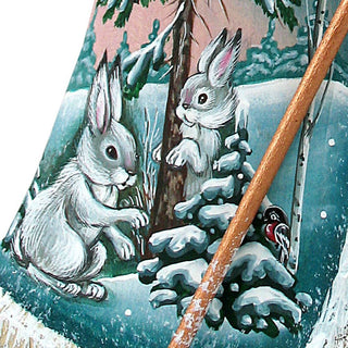 Hopping Along Wilderness Hand-Painted WOODCARVED Figurine by G. DeBrekht - Wildlife Holiday Decor - 821841