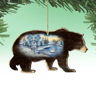 Winter Black Bear Wooden Ornaments by G. DeBrekht - Wildlife Holiday Decor - 8198215