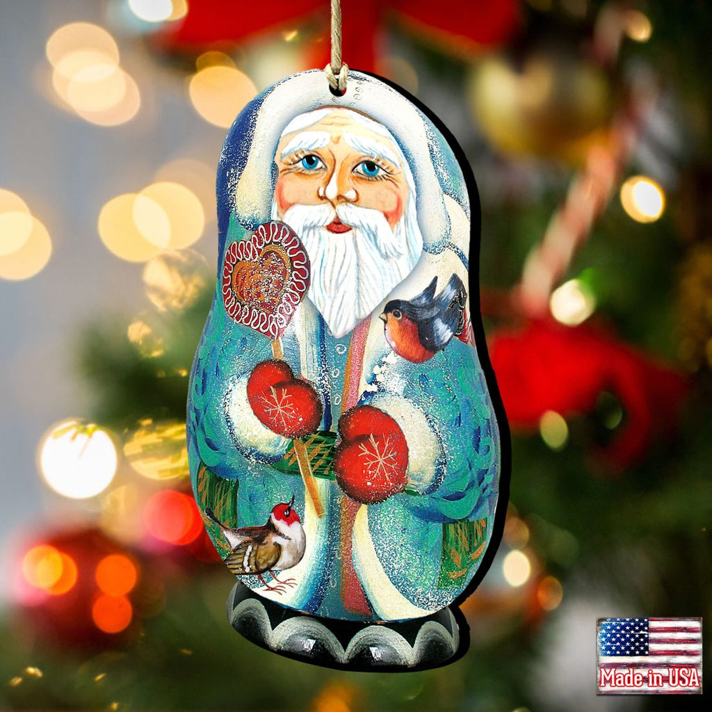 Father Frost Santa Matreshka Wooden Ornaments by G. DeBrekht - Christmas Santa Snowman Decor - 8110773