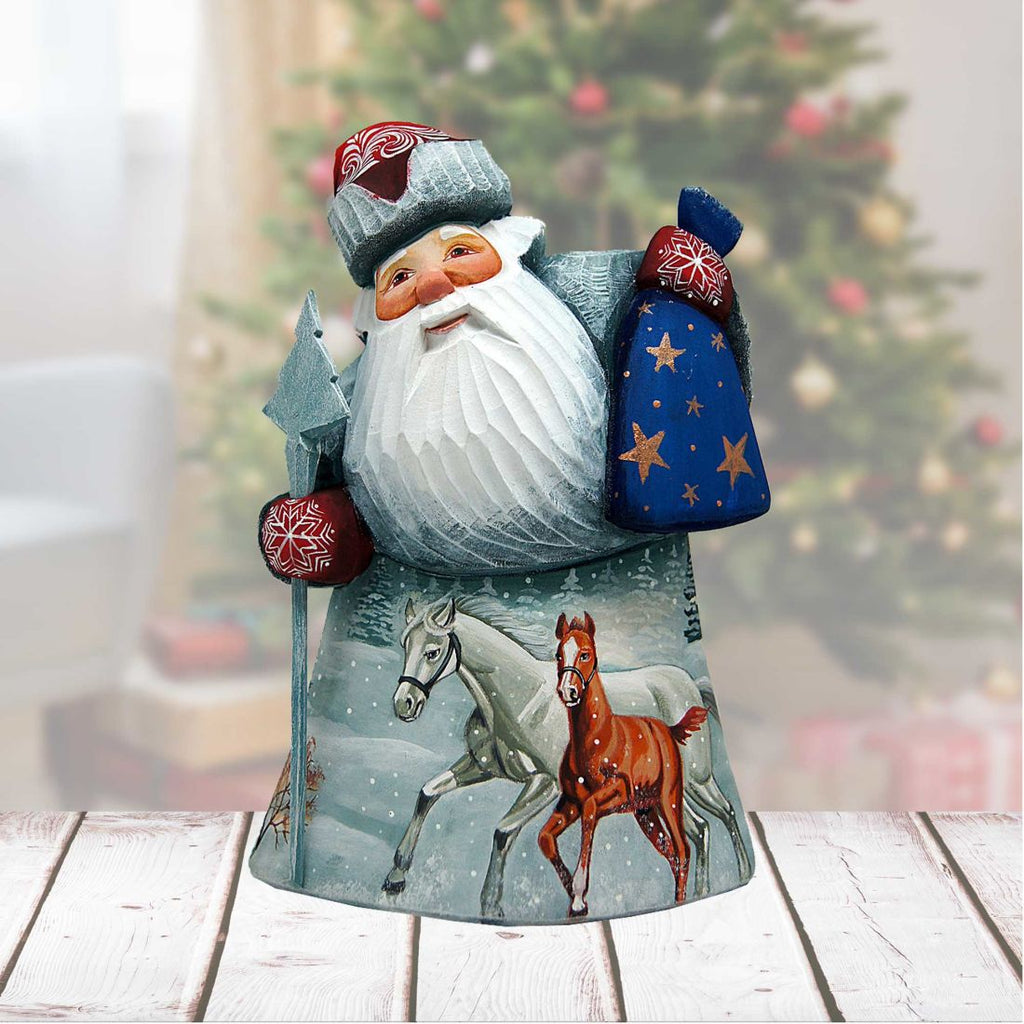 Horse Play Village Santa Hand-Painted WOODCARVED Masterpiece by G. DeBrekht - Wildlife Holiday Decor - 821481 *** PRE-ORDER - Handmade Just for You! ***