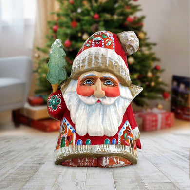 Santa Gnome Dwarf Hand-Painted WOODCARVED Masterpiece by G. DeBrekht - Christmas Decor - 820031 *** PRE-ORDER - Handmade Just for You! ***
