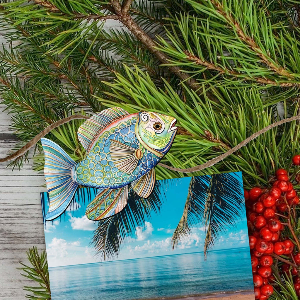 Coastal Fish Clip-On Eco Wood Decorative Ornaments Set of 3 by G. Debrekht - Coastal Decor - 8091034C-S3