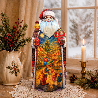Christmas Carnival Santa Hand-Carved Wooden Figurine - WOODCARVED Masterpiece by G. DeBrekht - 2156253