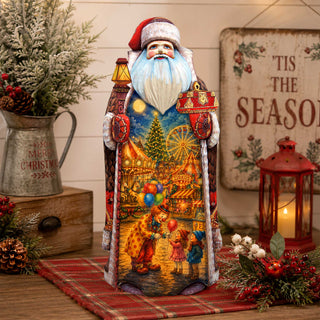 Christmas Carnival Santa Hand-Carved Wooden Figurine - WOODCARVED Masterpiece by G. DeBrekht - 2156253