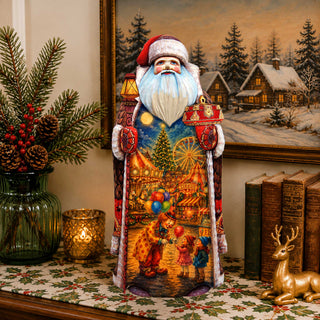 Christmas Carnival Santa Hand-Carved Wooden Figurine - WOODCARVED Masterpiece by G. DeBrekht - 2156253