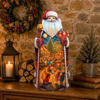Christmas Carnival Santa Hand-Carved Wooden Figurine - WOODCARVED Masterpiece by G. DeBrekht - 2156253
