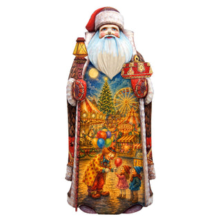 Christmas Carnival Santa Hand-Carved Wooden Figurine - WOODCARVED Masterpiece by G. DeBrekht - 2156253