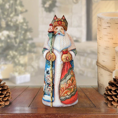 Moose Gathering Christmas Santa Hand-Painted WOODCARVED Masterpiece by G. DeBrekht - Wildlife Holiday Decor - 213630