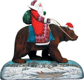 Grizzly bear Santa on wood base by G. DeBrekht 51128