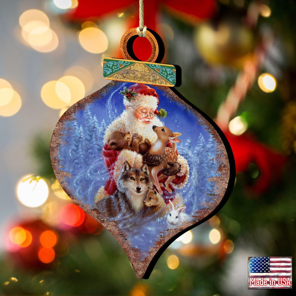 Santa Little Friends Drop Wooden Ornaments by Gelsinger - Christmas Santa Snowman Decor - 8031126-9914