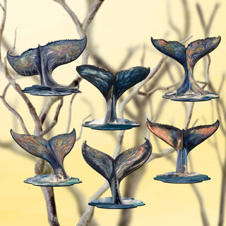 Vibrant Whale Stories Clip-On Eco Wood Decorative Ornaments Set of 6 by G. Debrekht - Wildlife Decor - 8090104C-S6