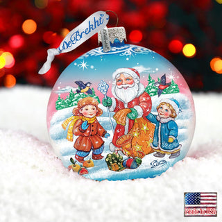 Gift Giver Santa Ball Glass Ornament by G. DeBrekht - Christmas Santa Snowman Decor - 73319