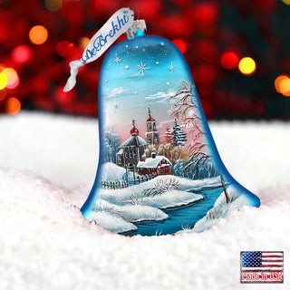 Winter Landscape Bell Glass Ornament by G. DeBrekht - Christmas Decor - 73181