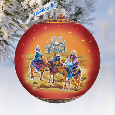 The Journey of the Three Wise Men Glass Ornament Limited Edition by G. DeBrekht - Inspirational Nativity Decor - 73860-3