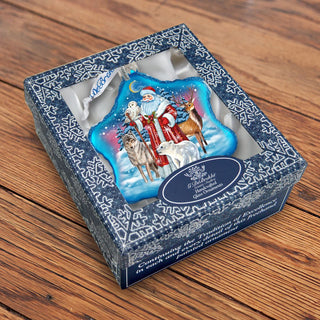 Santa Polar Story Snowflake Glass Ornament by G. DeBrekht - Christmas Santa Snowman Decor - 754-011