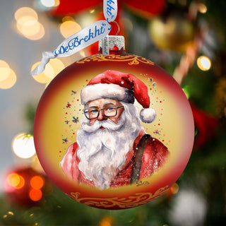 Jolly Santa Claus Ball Glass Ornament by G. Debrekht - Christmas Santa Snowman Decor - 73374
