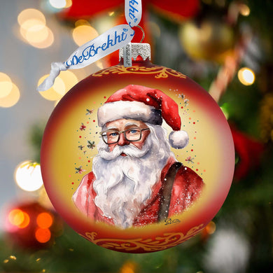 Jolly Santa Claus Ball Glass Ornament by G. Debrekht - Christmas Santa Snowman Decor - 73374