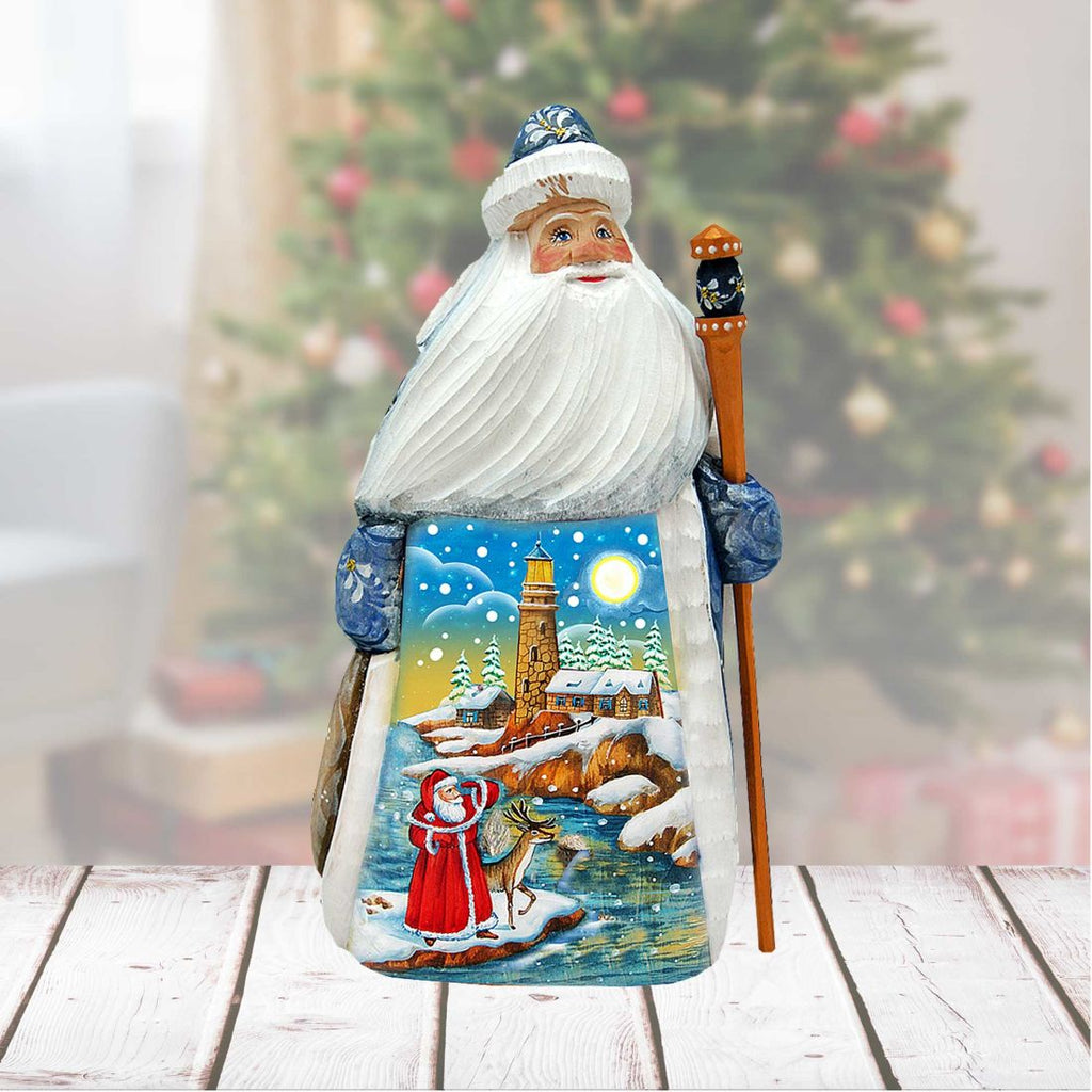 Lighthouse Santa Hand-Painted WOODCARVED Masterpiece by G. DeBrekht - Christmas Decor - 8214874