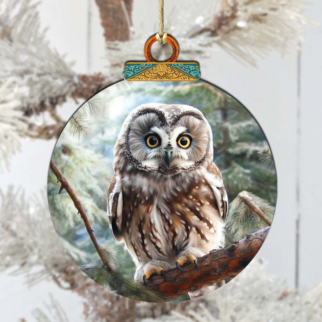Alaskan Arctic Owl Wooden Ornaments by G.Debrekht - Wildlife Holiday Decor - 870050