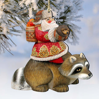 Racoon Santa Wooden Ornaments by G. DeBrekht - Christmas Santa Snowman Decor - 8121636