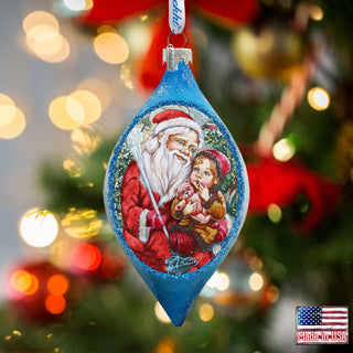 Teddy Bear Santa Drop Glass Ornament by G. DeBrekht - Christmas Decor - 757-006