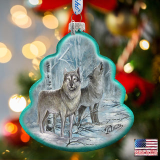 Wolves Tree Glass Ornament by G. DeBrekht - Wildlife Holiday Decor - 762-019
