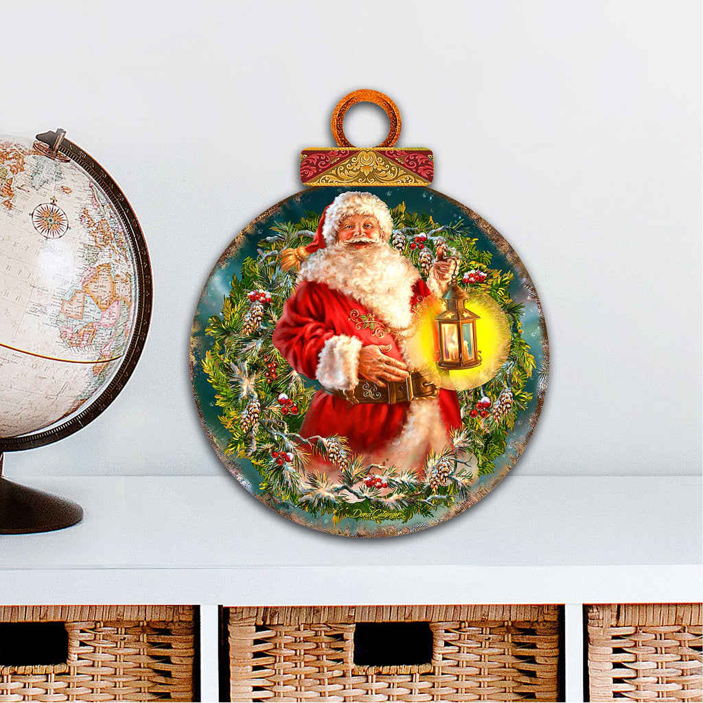 Enchanted Ball Christmas Wreath Santa Door Decor by D. Gelsinger - Christmas Santa Snowman Decor - 8021051H-1003